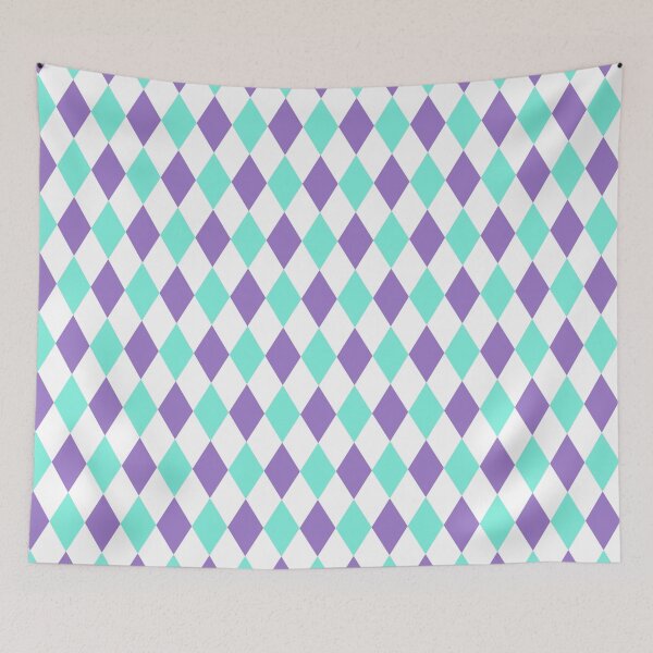 Item preview, Harlequin pattern dopamine dressing white turquois purple designed and sold by Colorblizz.