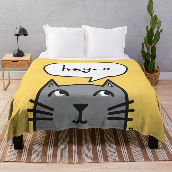 Item preview, Gray Cat Saying "hey-o" | Cat Illustration | Happy Cat  designed and sold by sassandsun.