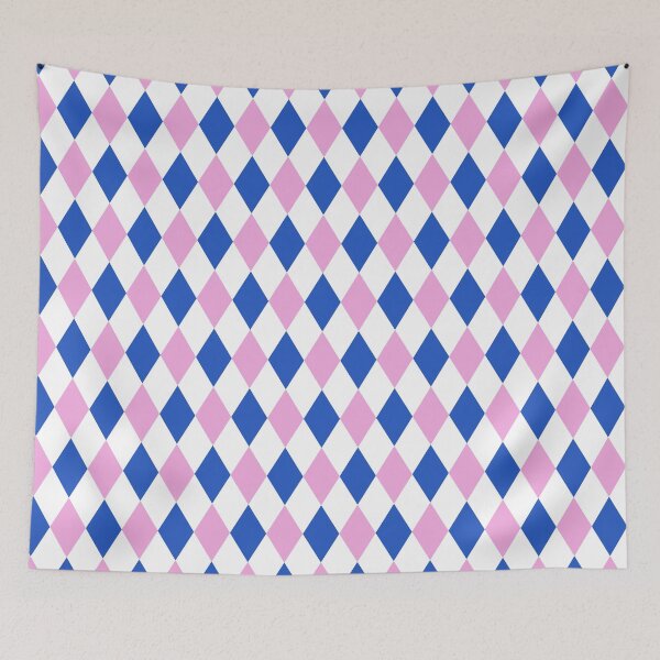 Item preview, Harlequin pattern dopamine dressing white pink blue 2 designed and sold by Colorblizz.