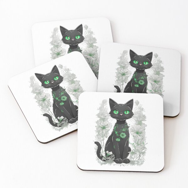 Artikelvorschau, Eine süße schwarze Katze mit leuchtend grünen Augen entworfen und verkauft von NaaEfdPublisher.