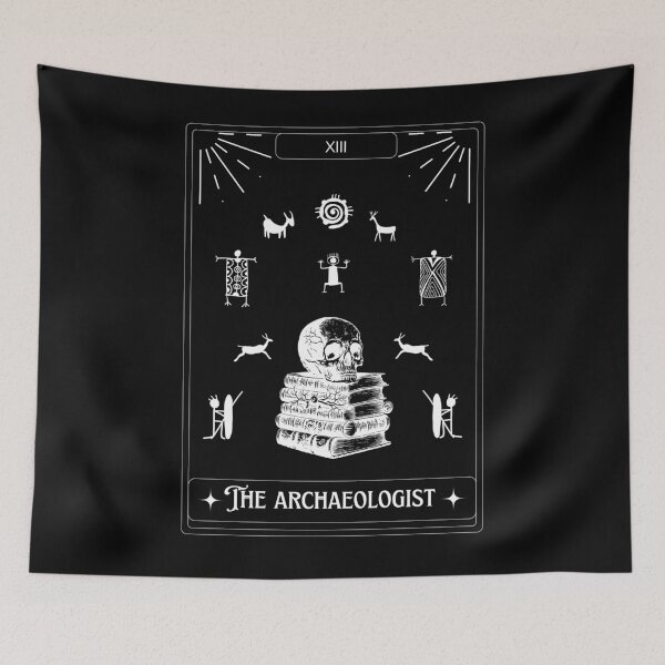 Item preview, The Archaeologist Tarot Card - Skull and books Ancient rock art- Tarot Art - Halloween designed and sold by Carola-art.