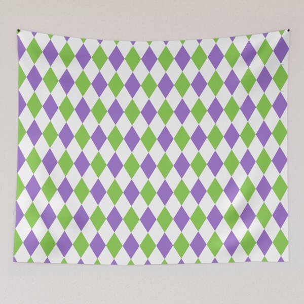 Item preview, Harlequin pattern dopamine dressing white purple green designed and sold by Colorblizz.