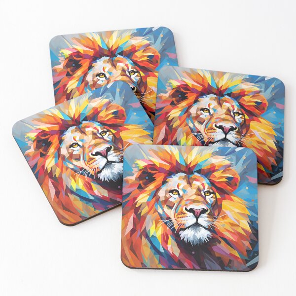 Item preview, Colorful Abstract polygon exotic animal print, lion designed and sold by dcrc.