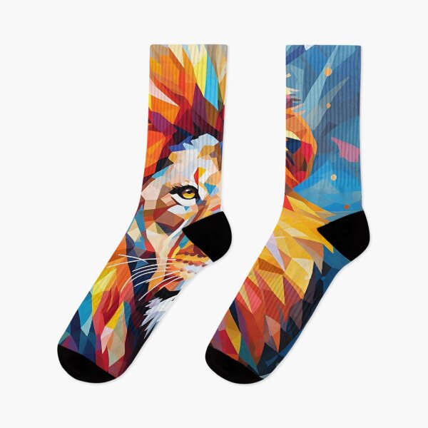 Item preview, Colorful Abstract polygon exotic animal print, lion designed and sold by dcrc.