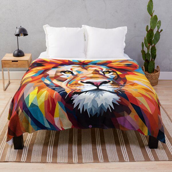 Item preview, Colorful Abstract polygon exotic animal print, lion designed and sold by dcrc.