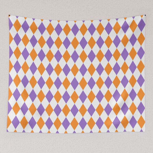 Item preview, Harlequin pattern dopamine dressing white purple orange designed and sold by Colorblizz.