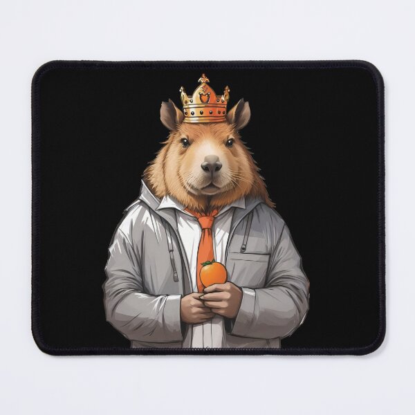 Item preview, King capybara wearing a crown and tie, with an orange in his hand. designed and sold by twisted-dot.