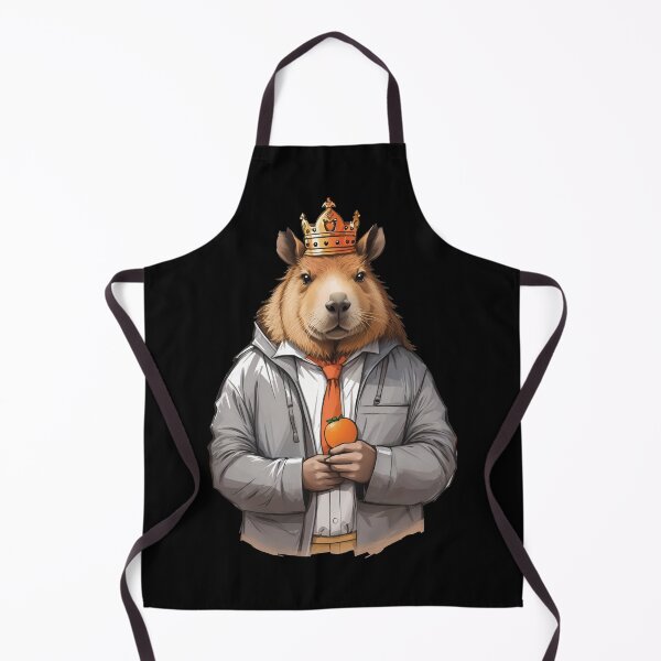 Item preview, King capybara wearing a crown and tie, with an orange in his hand. designed and sold by twisted-dot.