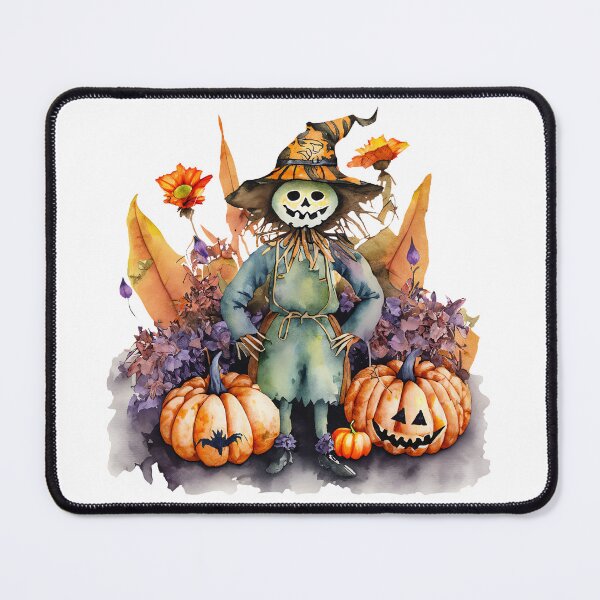 Item preview, Scarecrow with flowers, leaves and Halloween pumpkins designed and sold by Cute-and-Co.
