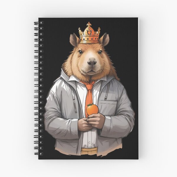 Item preview, King capybara wearing a crown and tie, with an orange in his hand. designed and sold by twisted-dot.