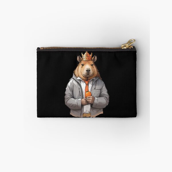 Item preview, King capybara wearing a crown and tie, with an orange in his hand. designed and sold by twisted-dot.