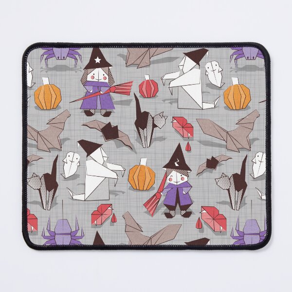 Item preview, Halloween origami tricks // grey linen texture background white and coloured paper and cardboard geometric elements designed and sold by SelmaCardoso.