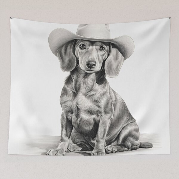 Item preview, Light minimalist pencil line drawing of a Dachsund designed and sold by dcrc.