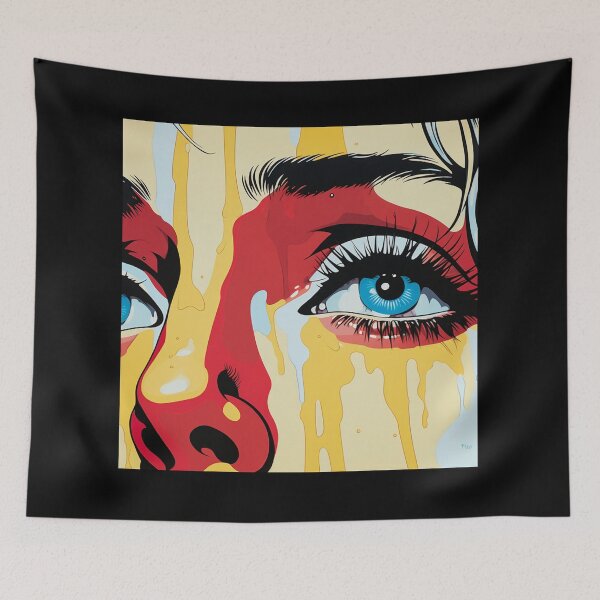 Item preview, pop art women yellow crying by a woman designed and sold by AceILA.