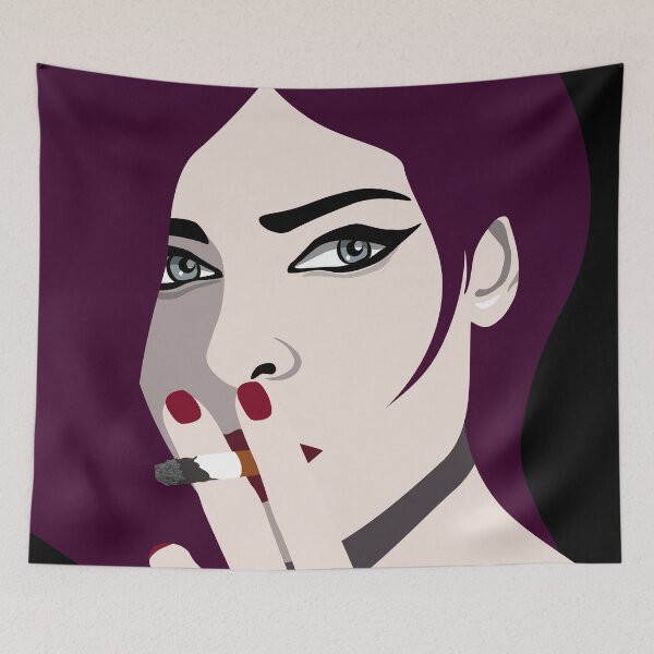 Item preview, Pretty Punk Girl with Cig Smokey Eyes Red Lips designed and sold by Bimbombam.