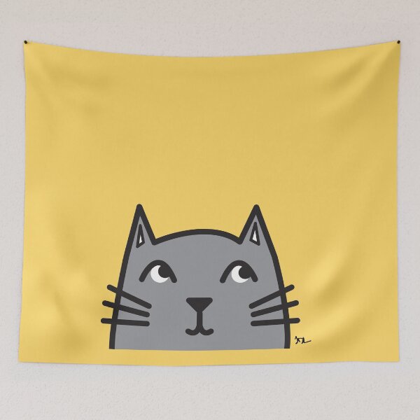 Item preview, Gray Cat | Cat Illustration | Happy Cat  designed and sold by sassandsun.