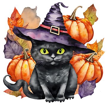 Mignon Rétro Fantôme Citrouille Chat Noir Sorcière Livre De