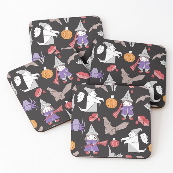 Item preview, Halloween origami tricks // black background white and coloured paper and cardboard geometric elements designed and sold by SelmaCardoso.