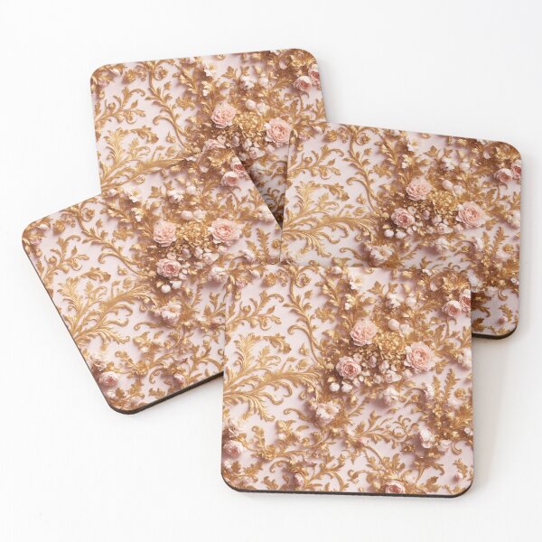 Item preview, High-quality floral pattern in baroque style - ideal for weddings - pink gold designed and sold by biiid.
