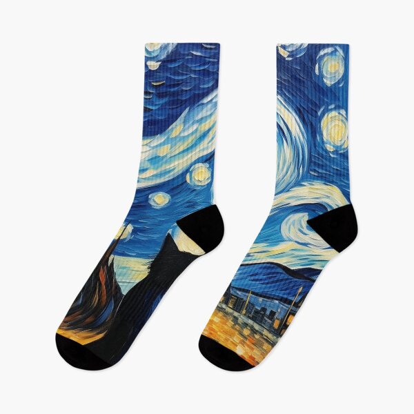Item preview, Cat Van gogh Inspired Starry Night Painting for Van gogh Lovers designed and sold by Vangoholic.