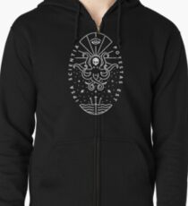 Knowledge - White/Skull Zipped Hoodie