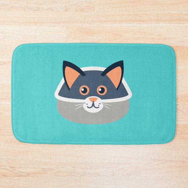 Item preview, cute and smiley black cat sitting in its cat litter box designed and sold by The  Knick Knack Nook.