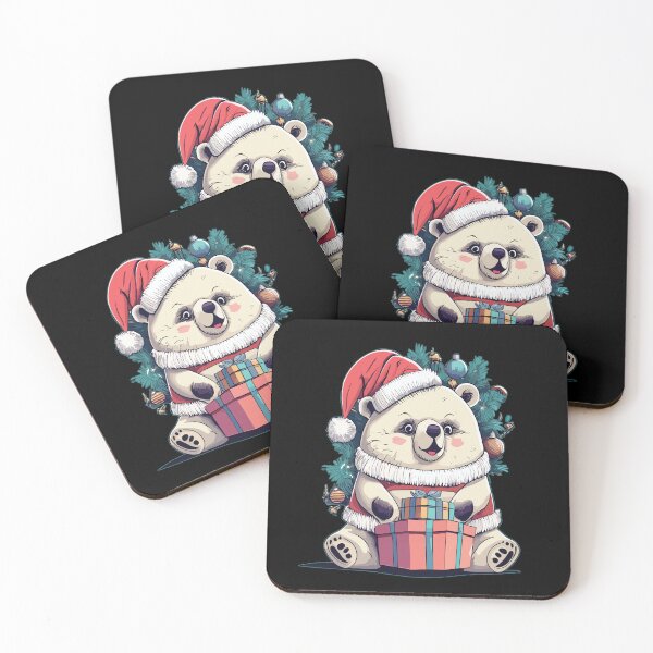Item preview, Happy Polar Bear Santa Hat with Christmas Present designed and sold by conanjett.