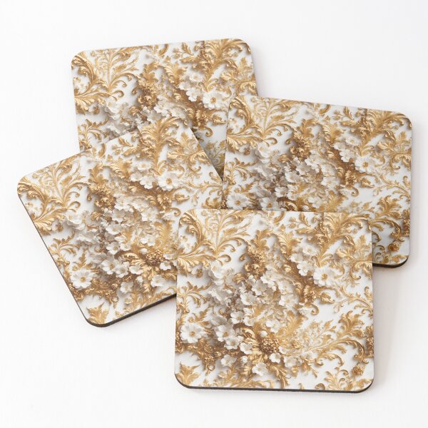Item preview, High-quality floral pattern in baroque style - ideal for weddings - white gold designed and sold by biiid.