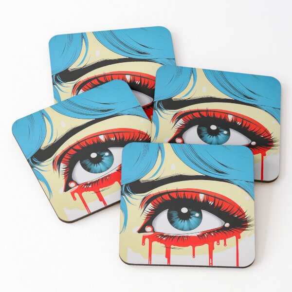 Item preview, pop art women red crying blue hair designed and sold by AceILA.