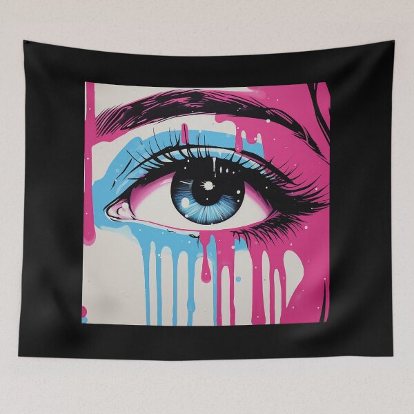 Item preview, pop art women blue and pink crying designed and sold by AceILA.