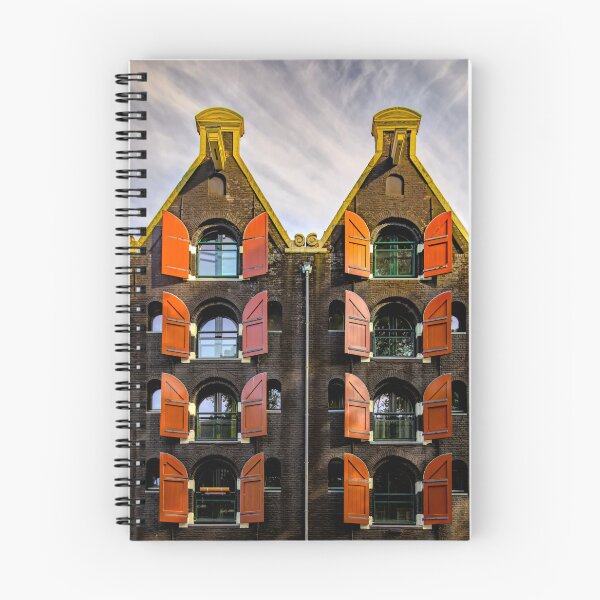 Item preview, Black Brick Orange Red Shutters Canal Buildings of Amsterdam designed and sold by nbrandsberg.
