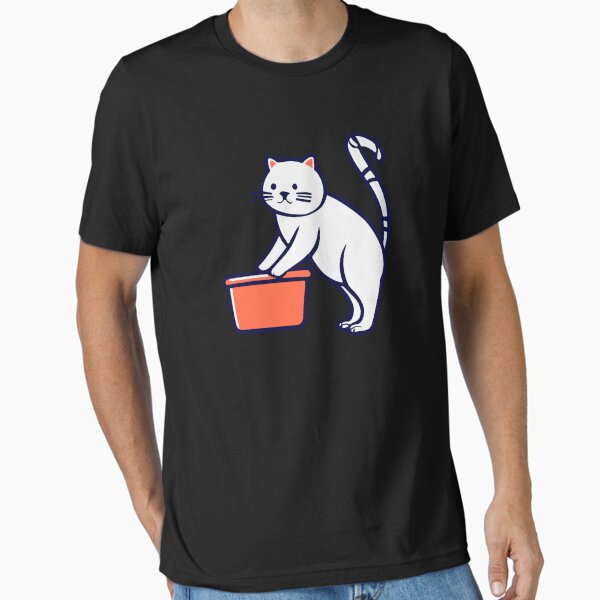 Item preview, cute and smiley black cat sitting in its cat litter box designed and sold by The  Knick Knack Nook.