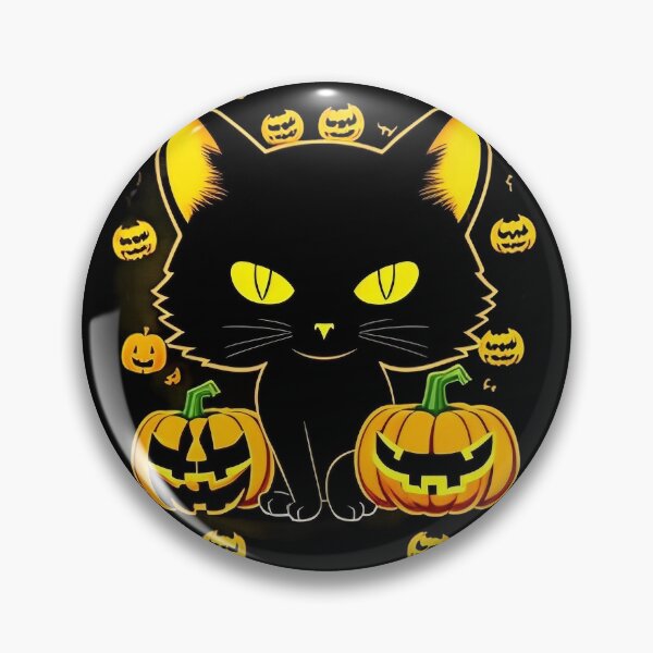 Item preview, Halloween cat yellow eyes amidst the Halloween chaos! designed and sold by DESIGNSPACK ® ✅.