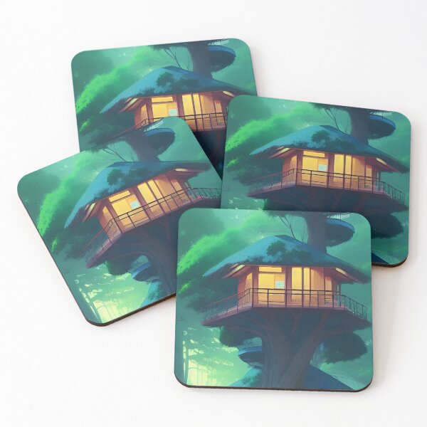 Item preview, Treehouse #735482, illuminated windows, green elf forest designed and sold by depthsofthemind.