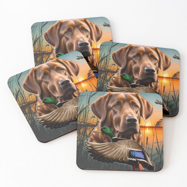 Item preview, Chesapeake Bay Retriever and Flying Mallard Sunrise Duck Hunt Design designed and sold by LifeCrush.