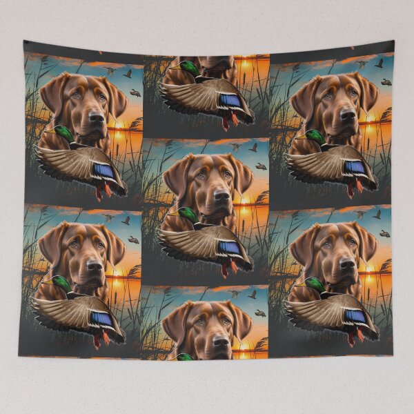 Item preview, Chesapeake Bay Retriever and Flying Mallard Sunrise Duck Hunt Design designed and sold by LifeCrush.