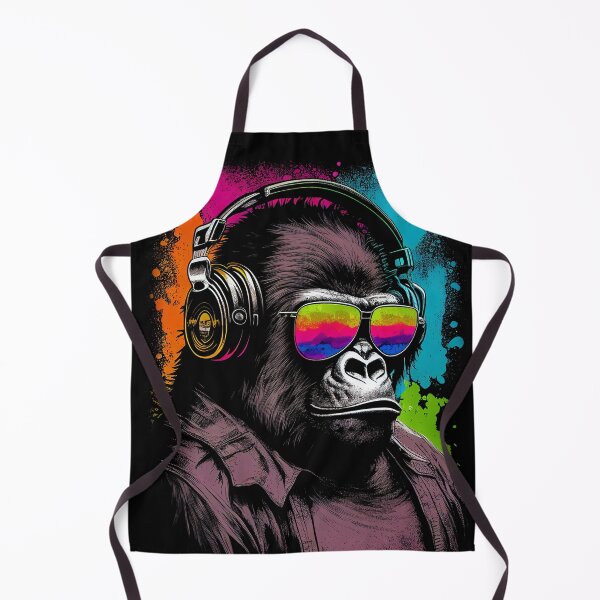 Item preview, Colorful Gorilla DJ with Headphones and Sunglasses designed and sold by Brainless Art.