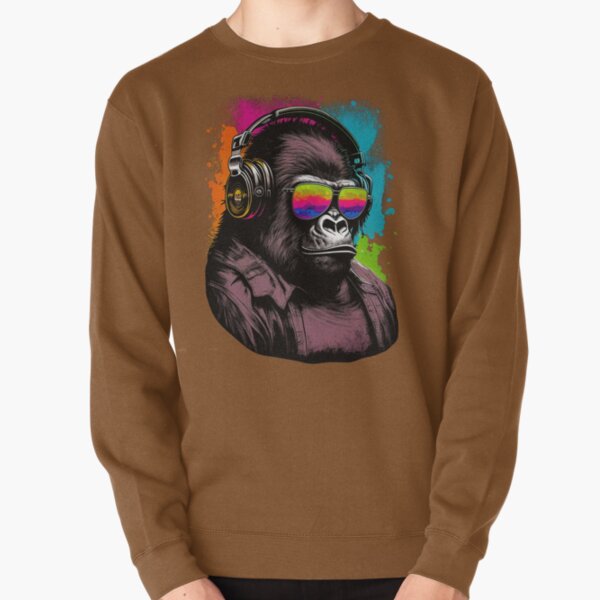 Solid Jammin Monkey Rockin Headphones Shades T-Shirt