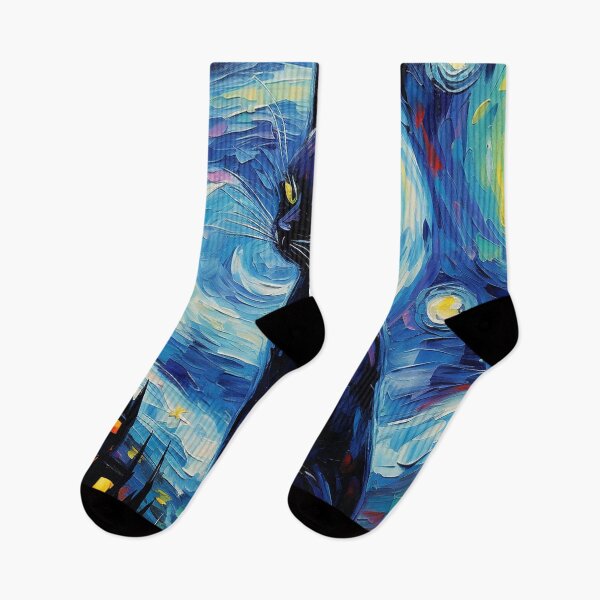 Item preview, Van gogh Inspired Starry Night Cat Painting designed and sold by Vangoholic.