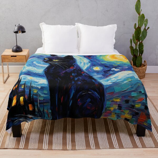 Item preview, Van gogh Inspired Starry Night Cat Painting designed and sold by Vangoholic.