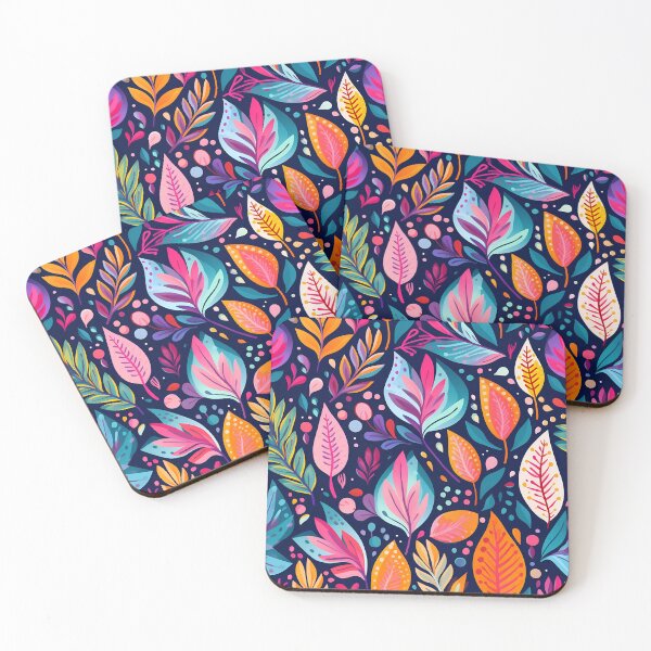 Item preview, Retro leaf colour pattern design flower designed and sold by Blackstar Design Studio.