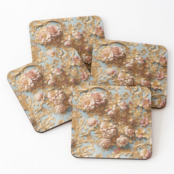 Item preview, High-quality floral pattern in baroque style - ideal for weddings - pink blue gold designed and sold by biiid.