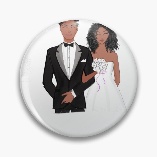 Item preview, bride, groom, black couple, designed and sold by Meghaillustrat.
