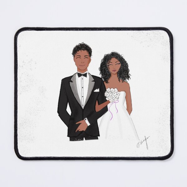 Item preview, bride, groom, black couple, designed and sold by Meghaillustrat.