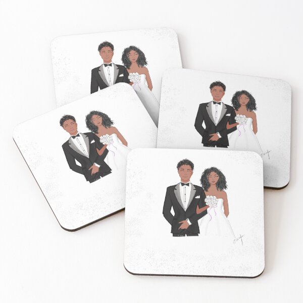 Item preview, bride, groom, black couple, designed and sold by Meghaillustrat.
