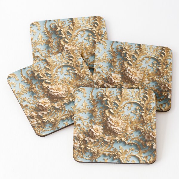 Item preview, High-quality floral pattern in baroque style - ideal for weddings - blue gold designed and sold by biiid.