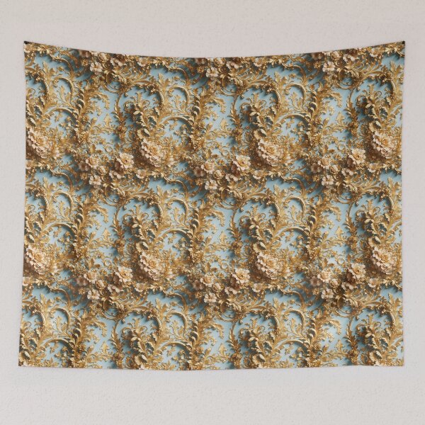 Item preview, High-quality floral pattern in baroque style - ideal for weddings - blue gold designed and sold by biiid.