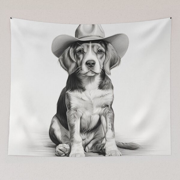 Item preview, light minimalist pencil line drawing of a beagle designed and sold by dcrc.