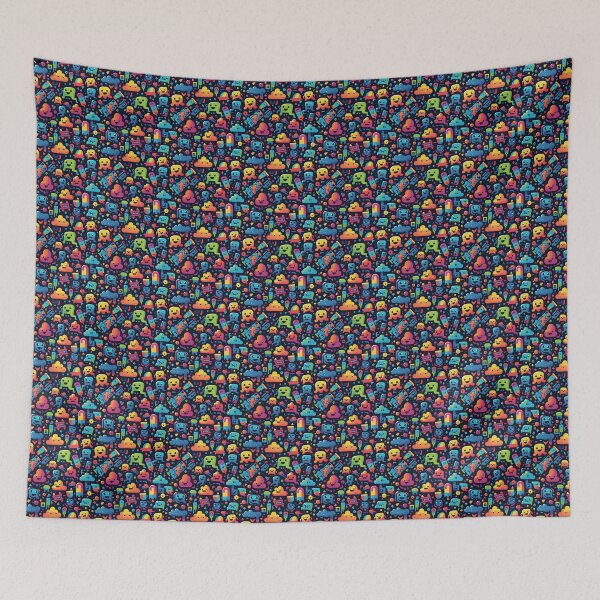 Item preview, Colorful Emoji Doodle Characters Pattern designed and sold by SowCow.