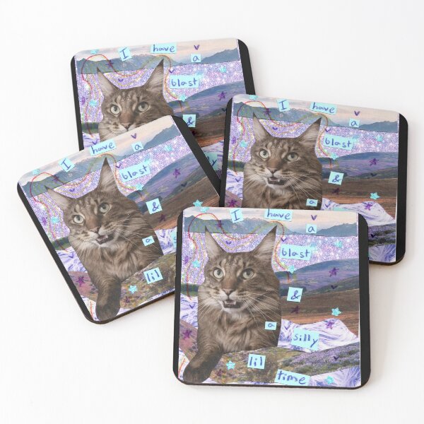 Item preview, I have a blast & a silly lil time - cute purple maincoon cat collage designed and sold by OnBambisMind.